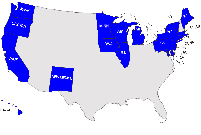 Blue State-only US Map